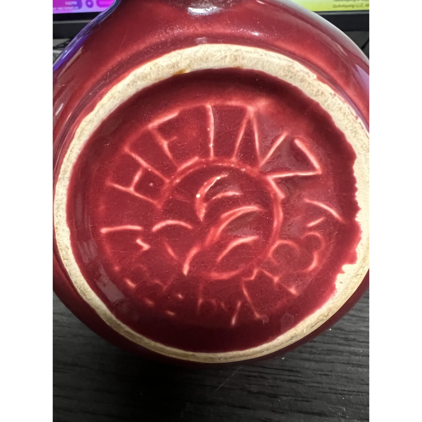 McCoy Pottery Red Heinz MCM Soup Bowl with Handle