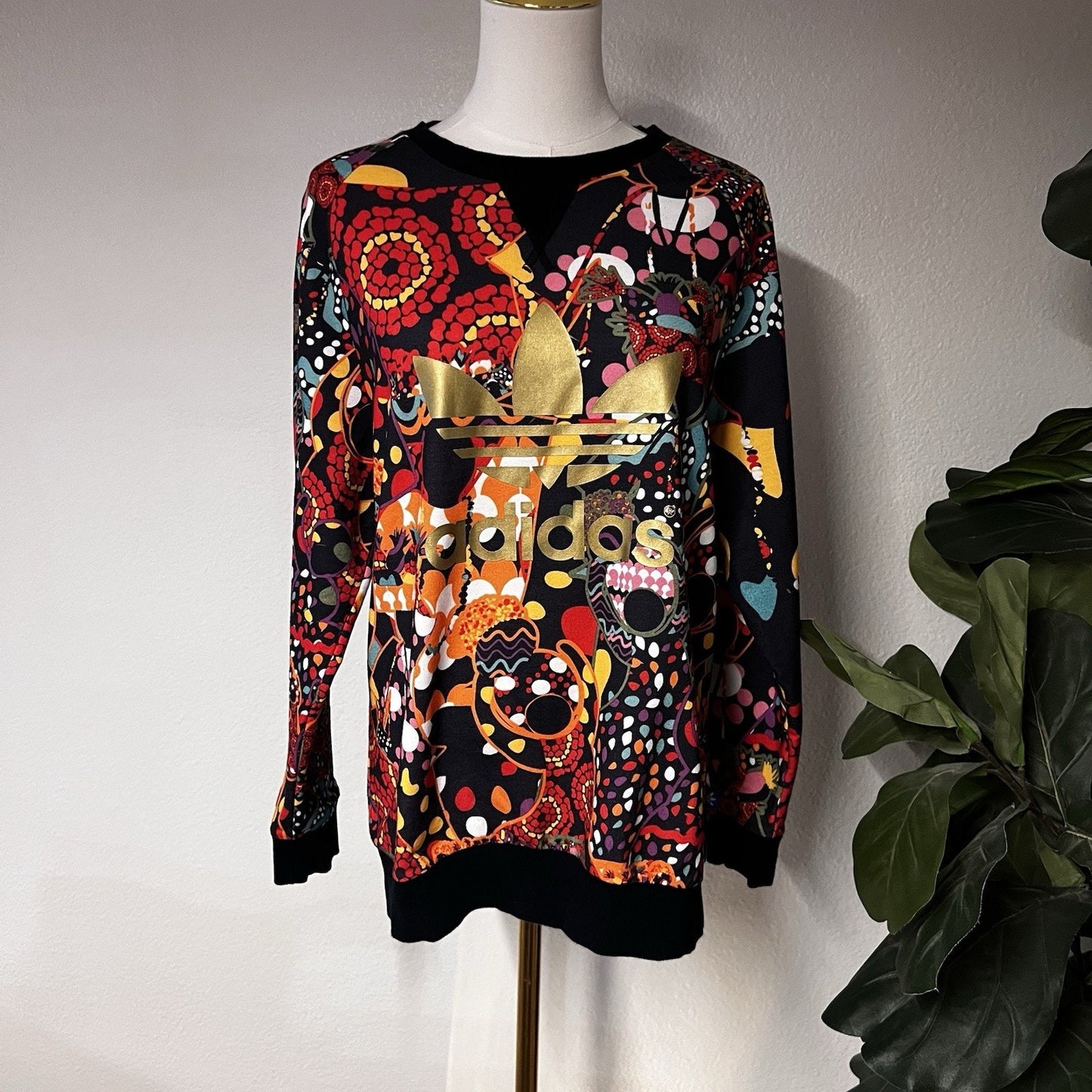 RARE Adidas X Farm Rio Maracatu XS Sweater 2014 Floral Gold Retro Streetwear