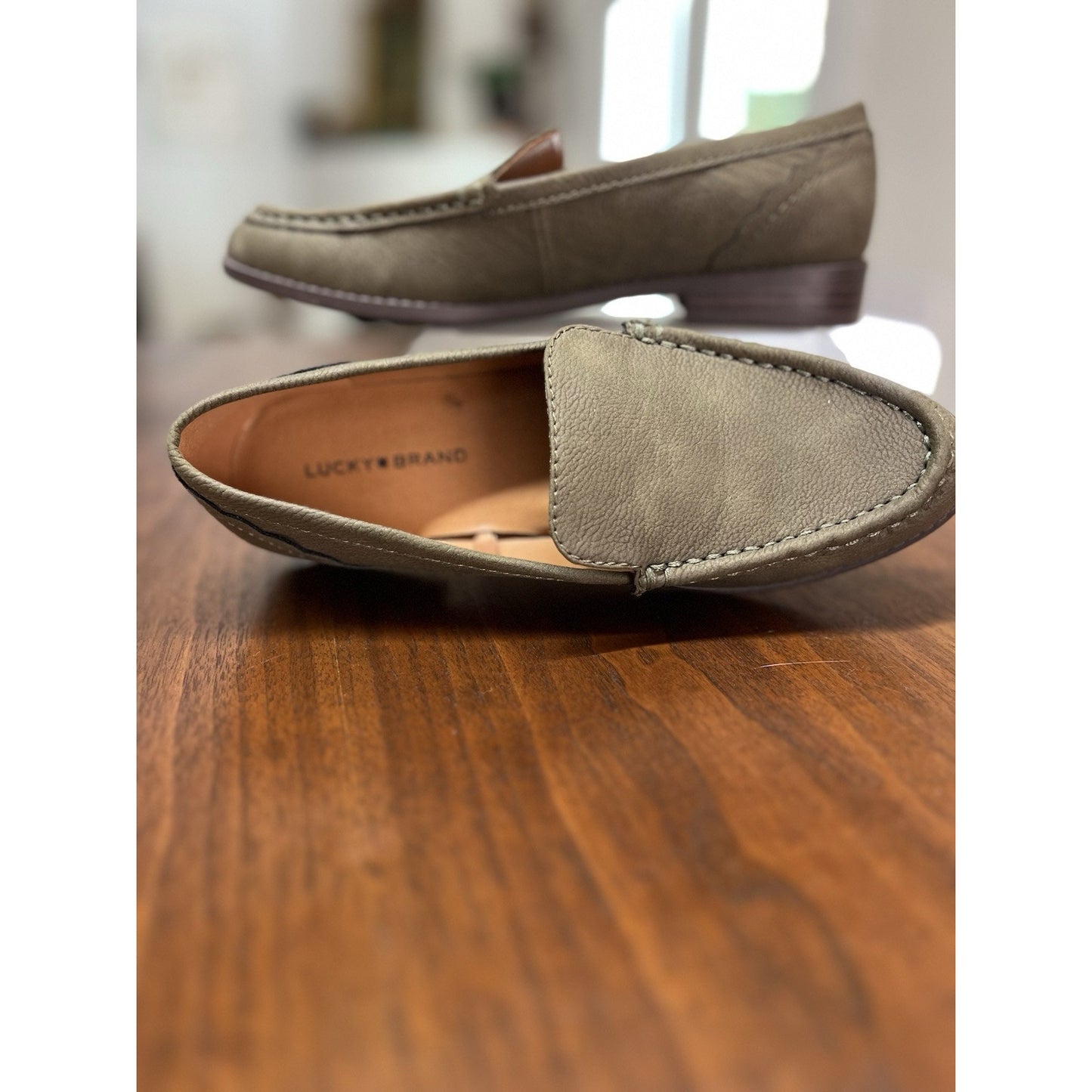 LUCKY BRAND Edrica Olive Green Suede Loafers Slip On- Shoe Size 5 1/2 M NEW