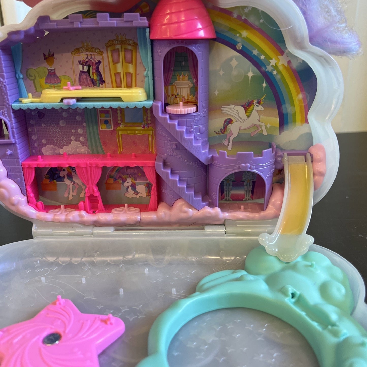 Polly Pocket Rainbow Unicorn Salon 2022 Play Set - Incomplete