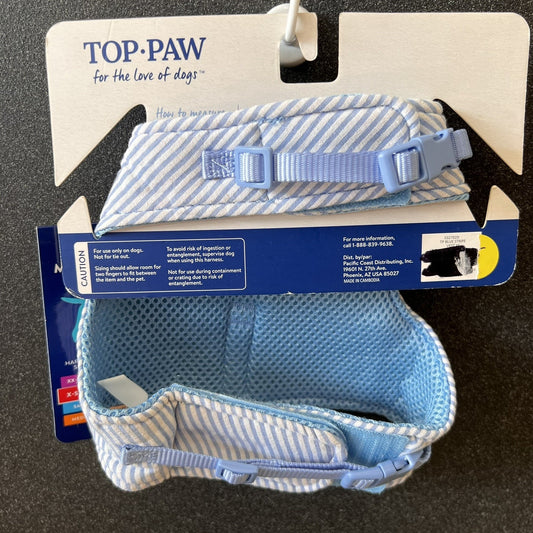 NWT Top Paw XS Baby Blue Bow Tie White Stripe Soft Puppy Dog Chest Vest Harness