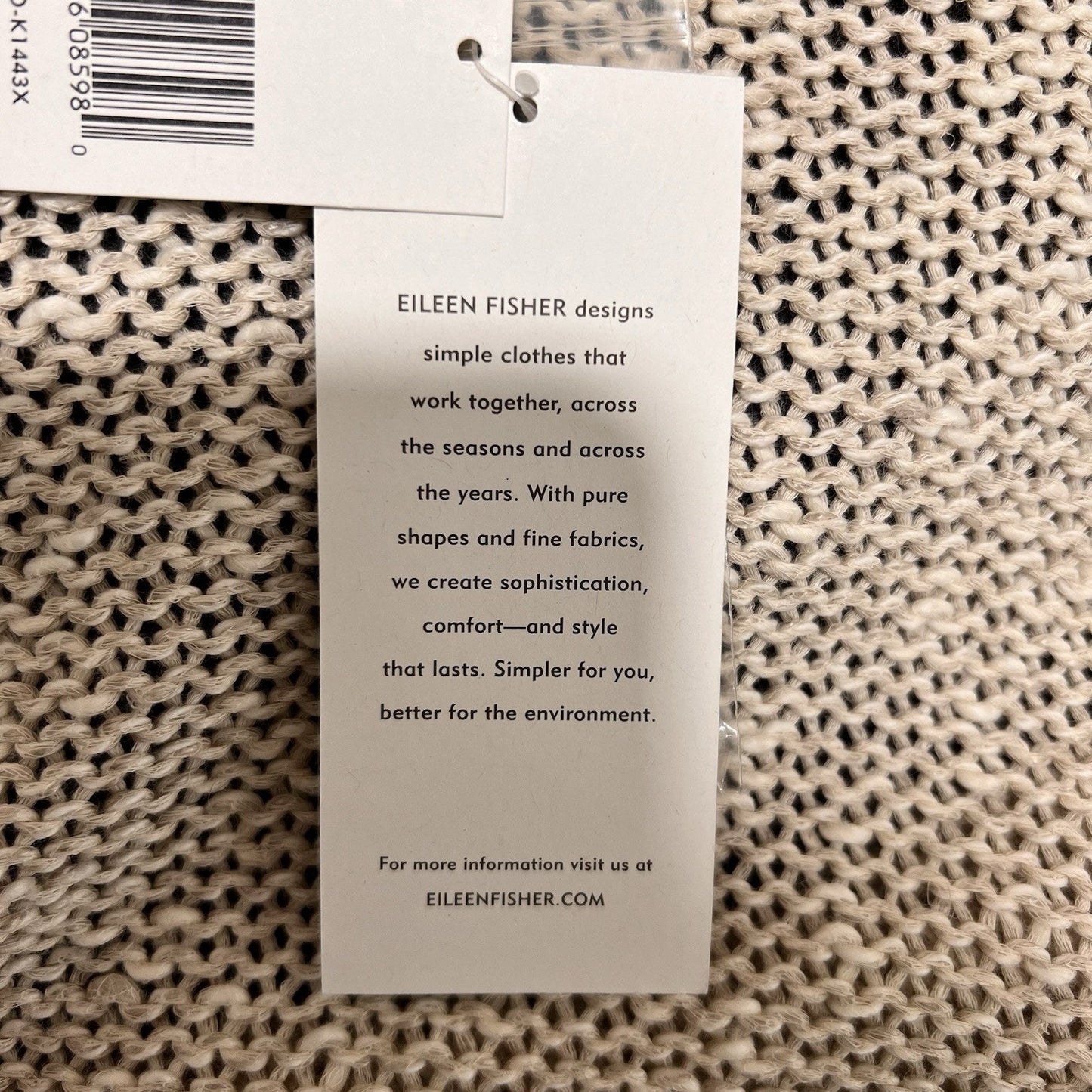 Eileen Fisher 1X Open Knit Cardigan Linen Cotton Minimalist Coastal Lagenlook