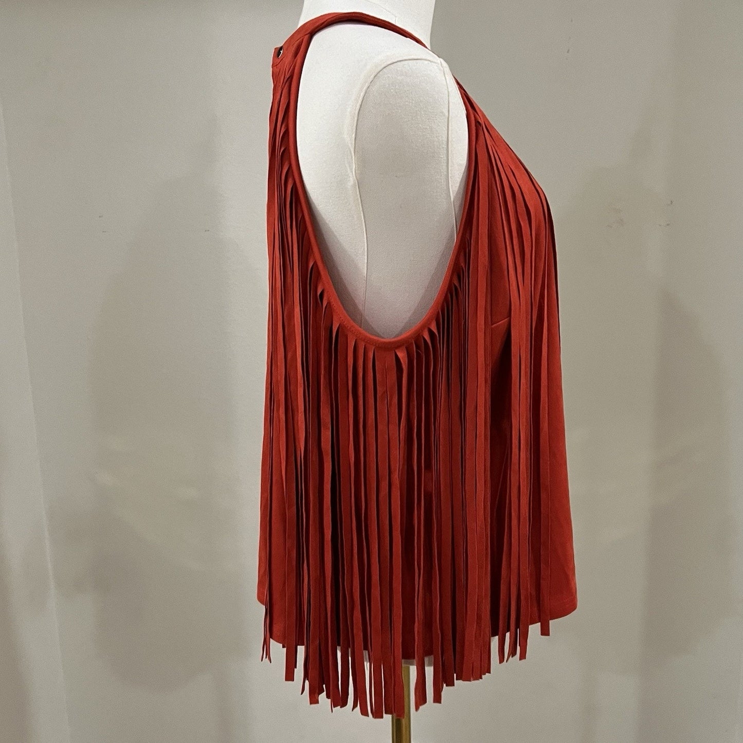 IDYLLWIND XL Fringe Faux Suede Tank Top Western Boho Country Festival Cowgirl
