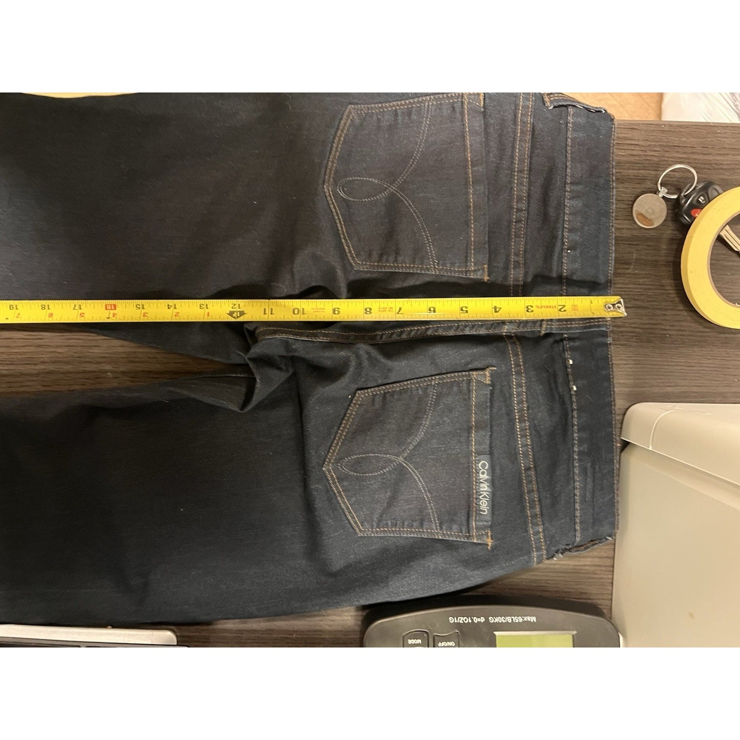 NWOT Calvin Klein Straight Leg Jean Size 4, 32 Long/Tall Power Stretch Dark Wash