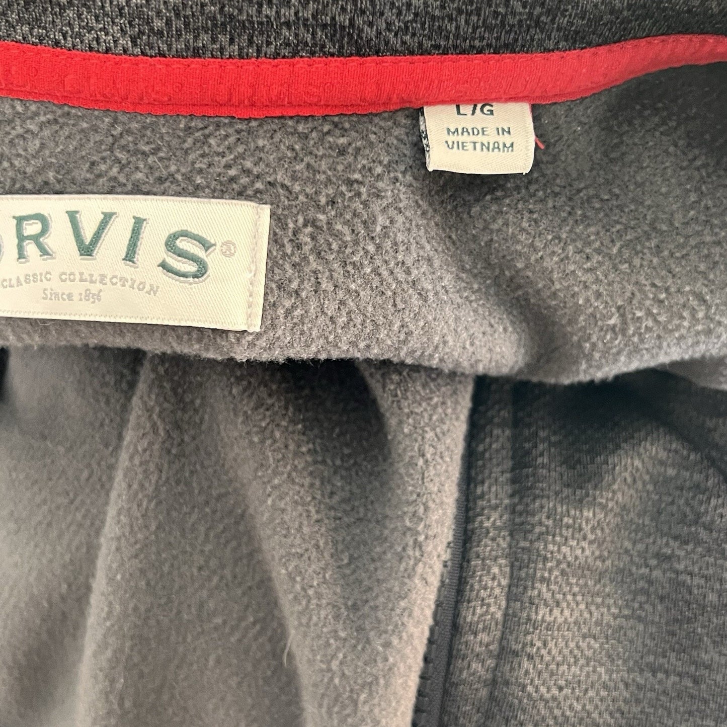 Orvis Mens Fleece Soft Shell Jacket (L) Black/Gray Full Zip Outdoor Mesh Bonded