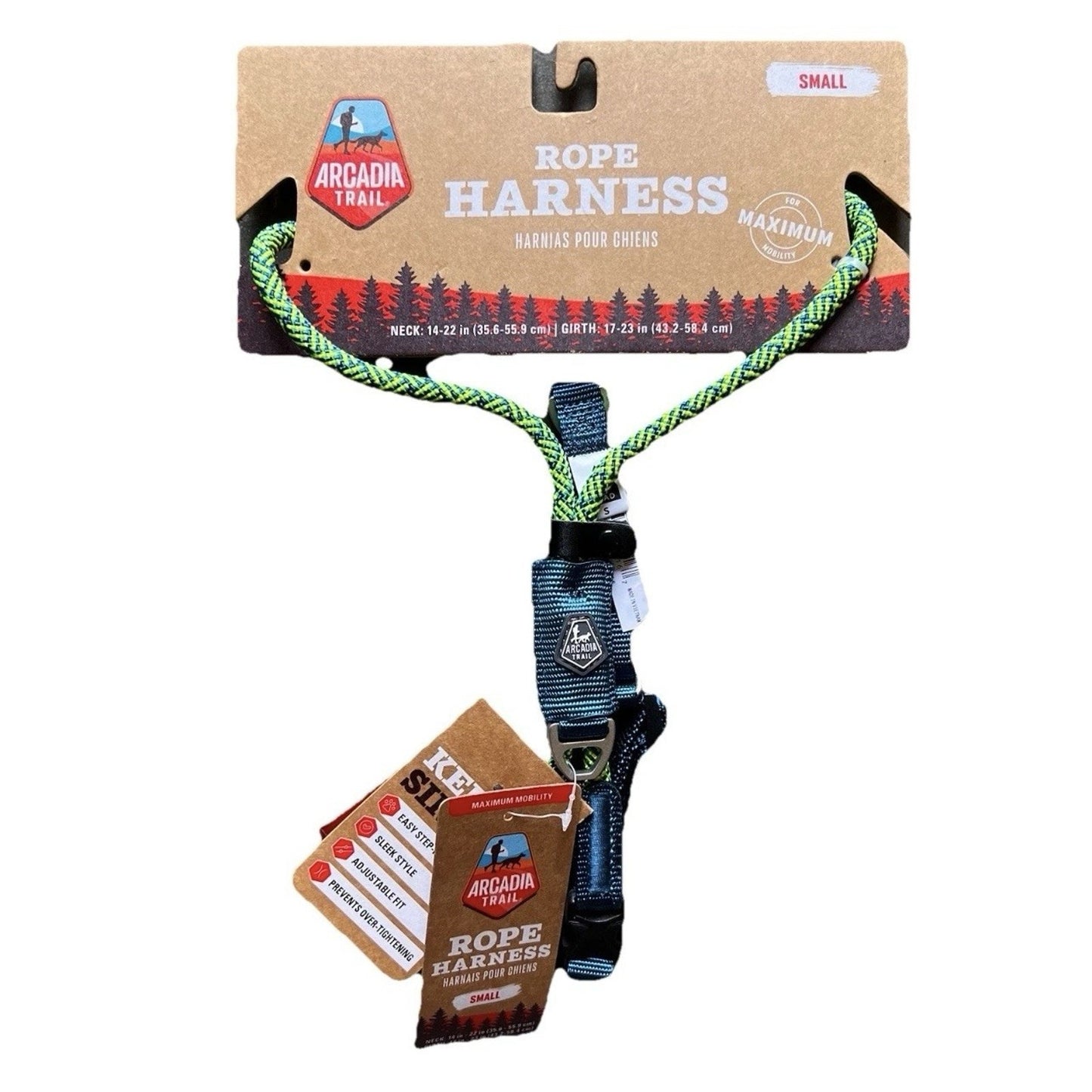 NWT ARCADIA TRAIL Small Dog Puppy Rope Harness Blue Green Unisex Paracord
