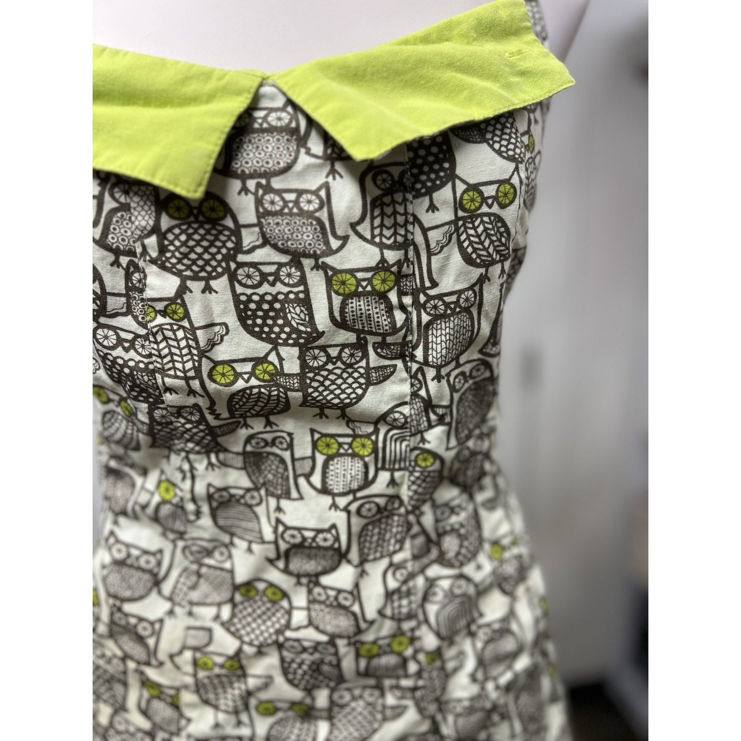 Kitsch N Glam Vintage Inspired Owl Crop Apron with Pockets