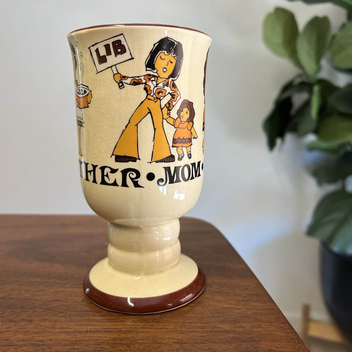 Coffee Mug Mom Liberal Feminist Retro MCM Kitsch Quirky Cartoon Campy Novelty