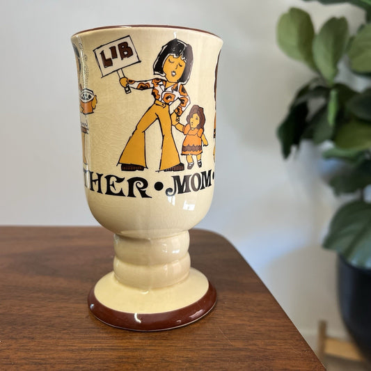 Coffee Mug Mom Liberal Feminist Retro MCM Kitsch Quirky Cartoon Campy Novelty