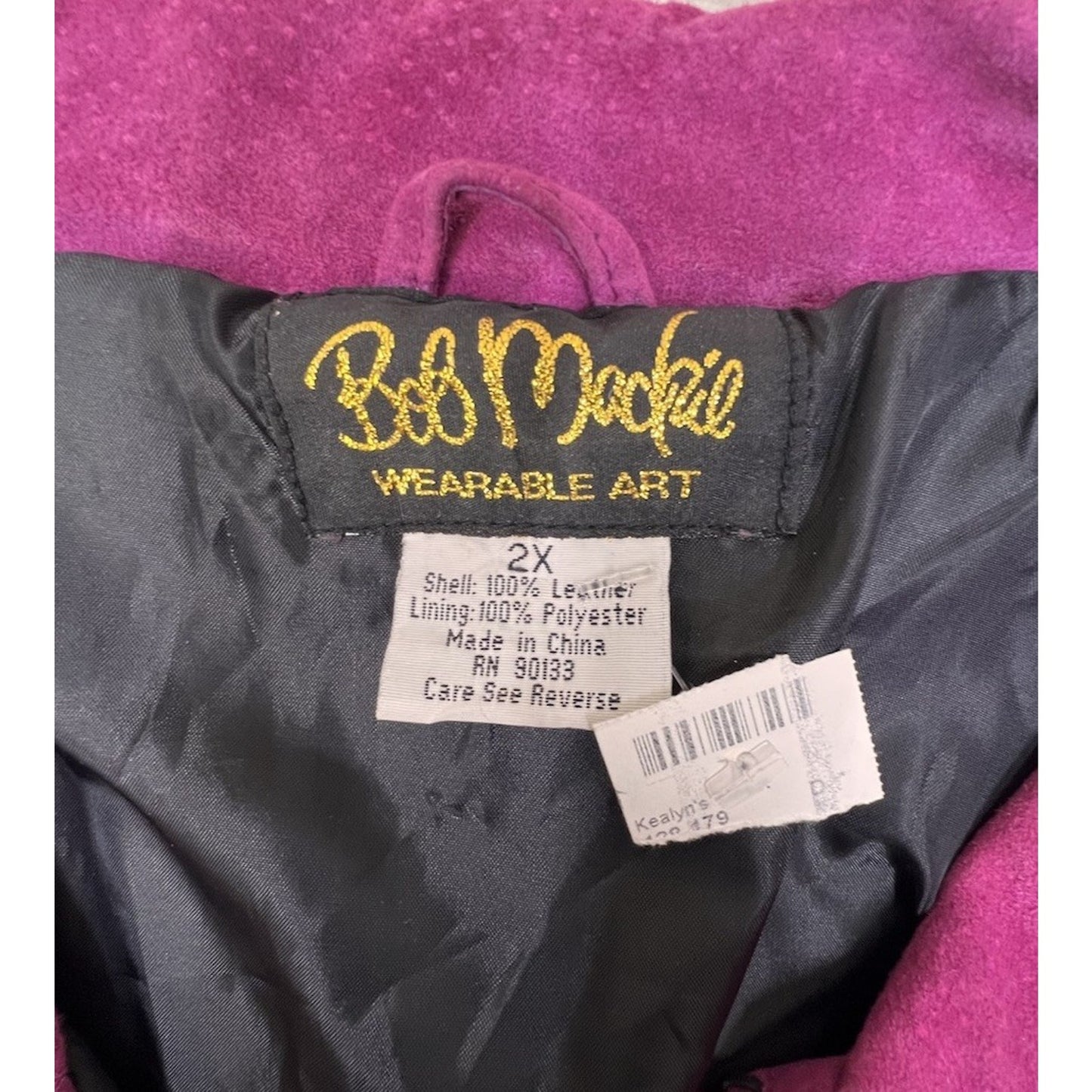 Vintage Bob Mackie Wearable Art Suede Fringe Jacket Purple Black Western Size 2X