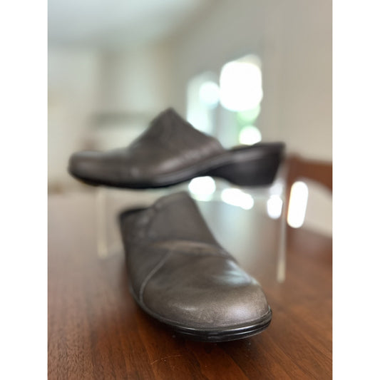 Clarks Bendables Leather Clogs Slip On Shoes Size 9