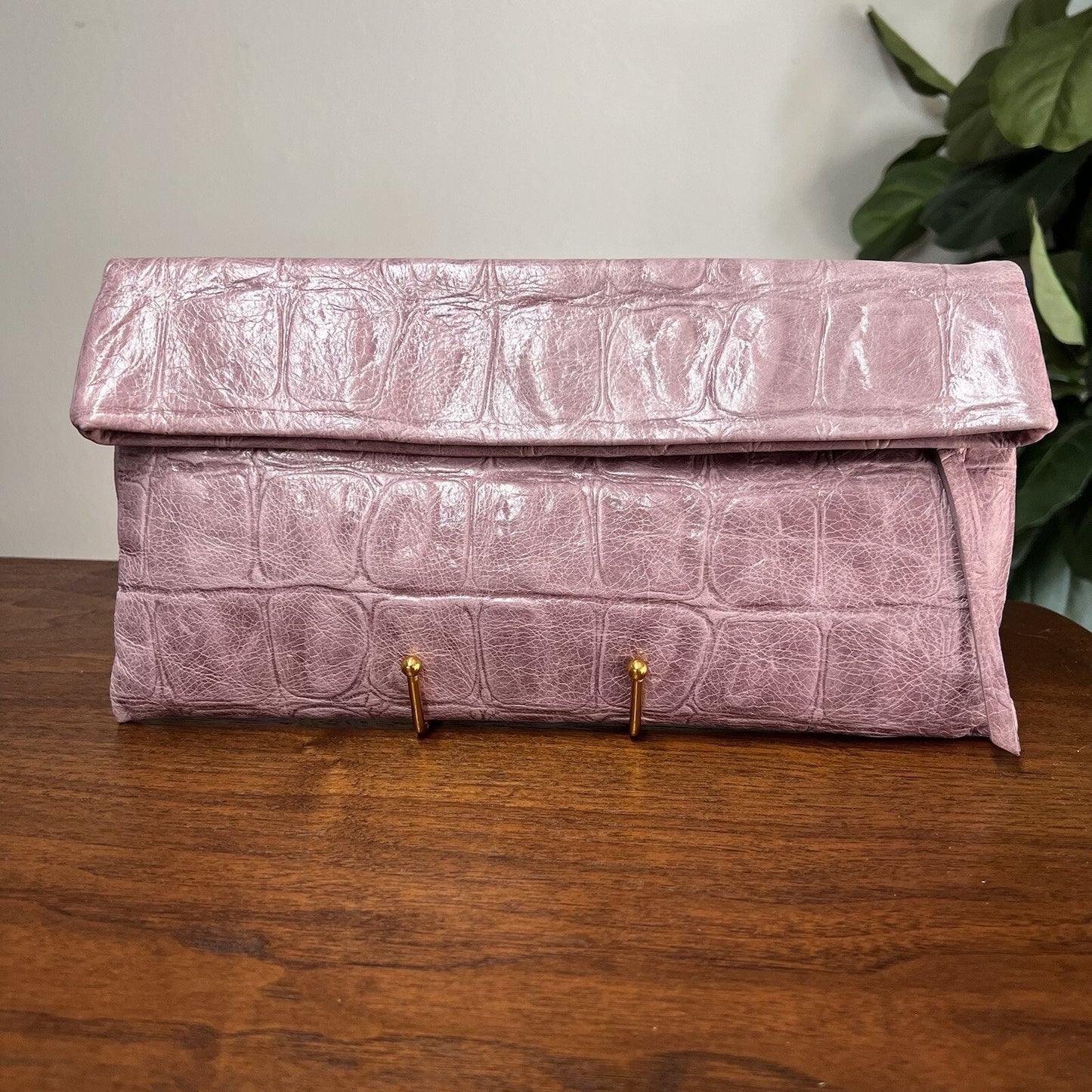 Vtg Gianni Chiarini Pink Italian Leather Pochette Designer Shoulder Bag Purse
