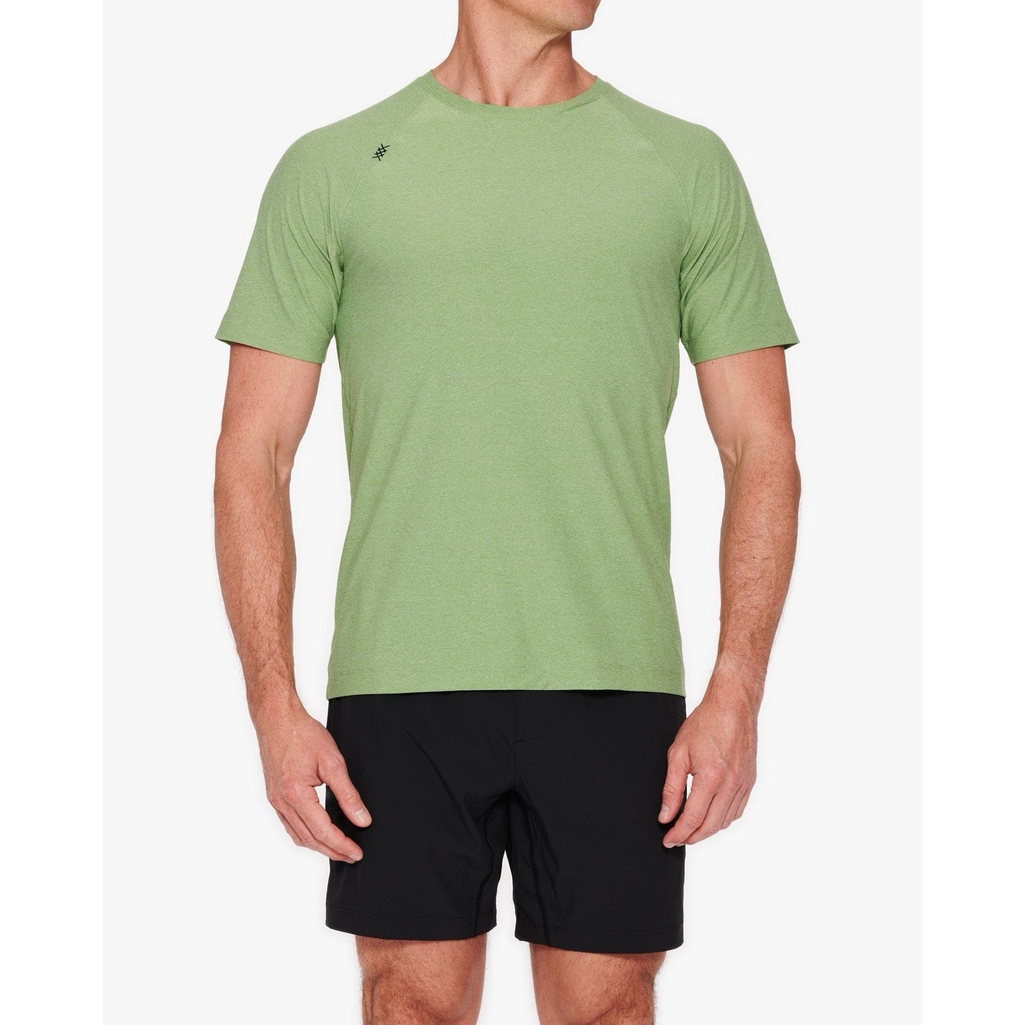 Rhone XL Reign Short Sleeve T-Shirt Mens Slimfit Green Raglan UPF 50+ Anti Odor