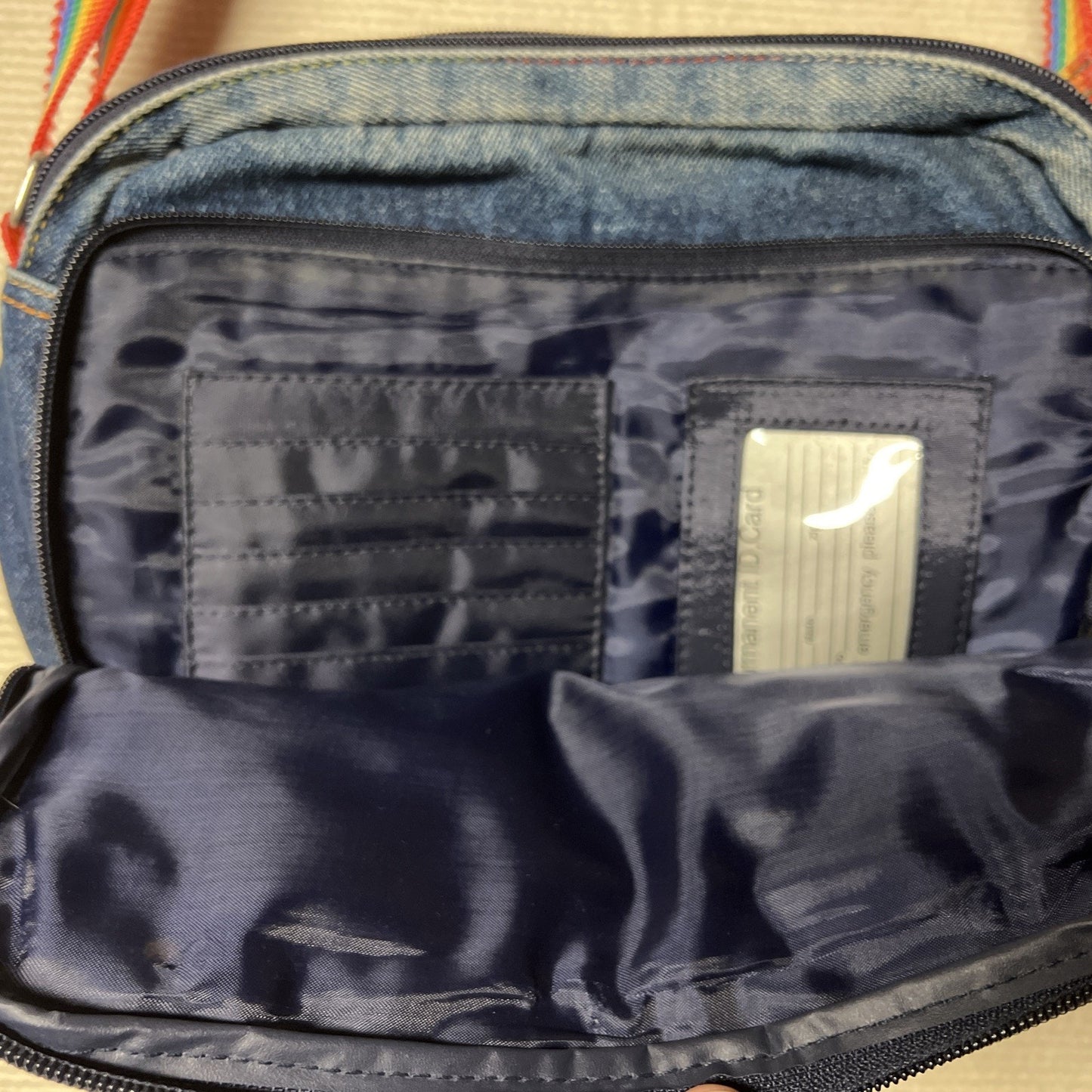 Vintage Y2K New Balance 4 Compartment Denim Cross Body Purse - Missing 1 Zipper