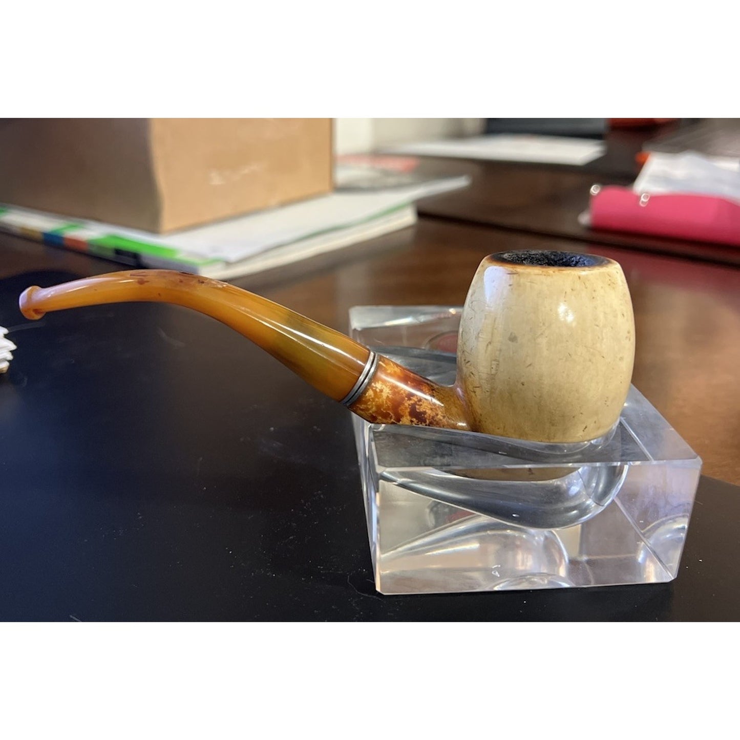Vintage Bent Billiard Meerschaum Estate Smoking Pipe