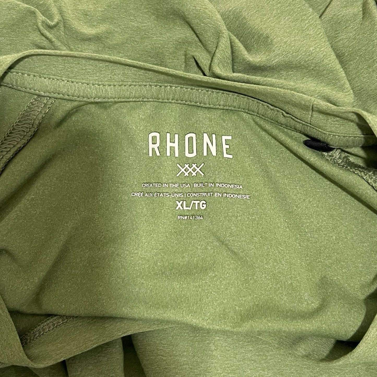 Rhone XL Reign Short Sleeve T-Shirt Mens Slimfit Green Raglan UPF 50+ Anti Odor