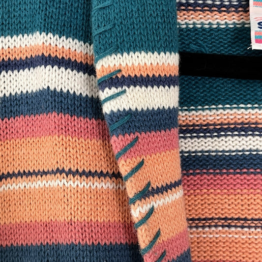 Vintage 90s Santa Fe Aztec Southwest Cardigan Knit Grandpa Sweater Shawl Collar