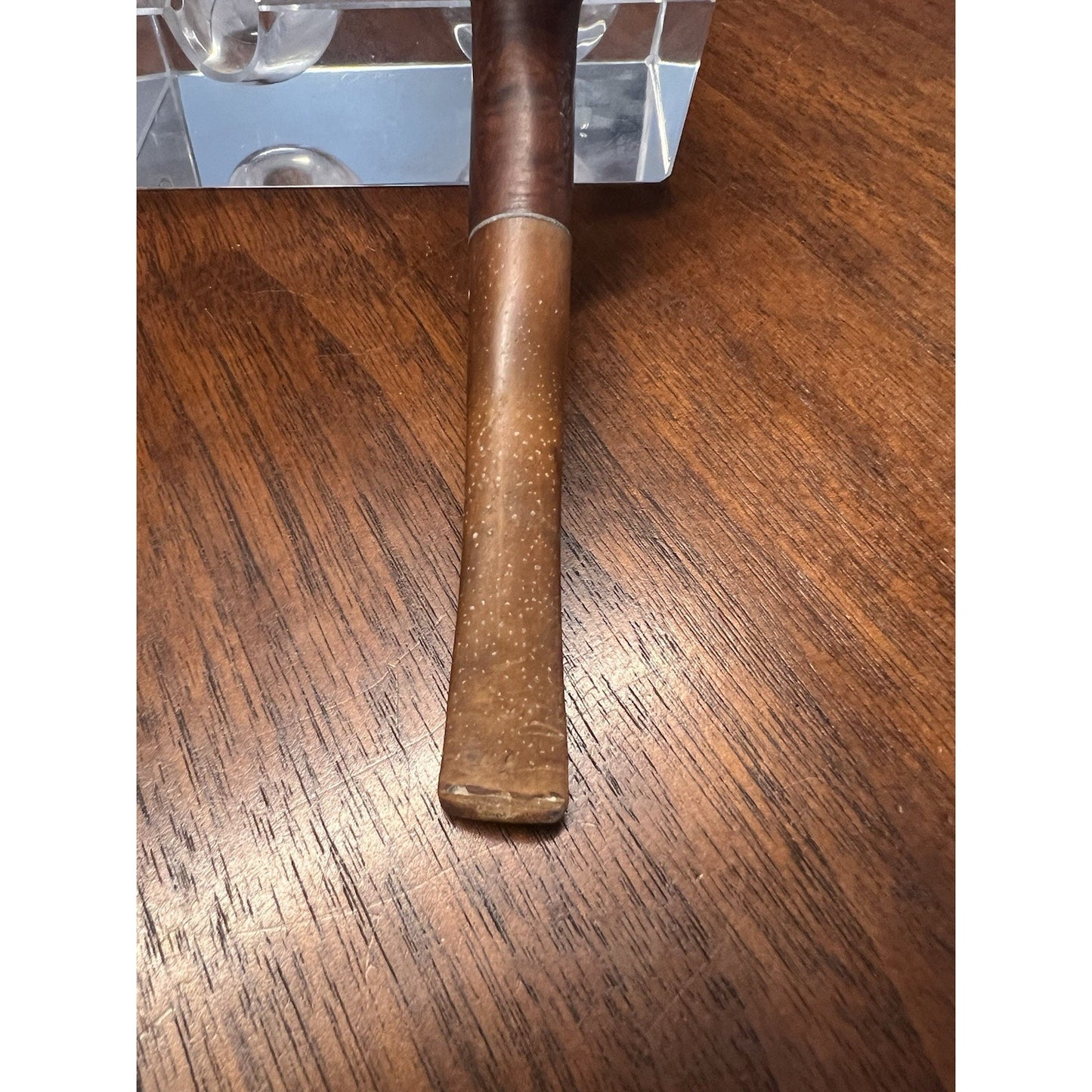 Vintage Dark Walnut Billiard Estate Pipe - Cracked Bowl