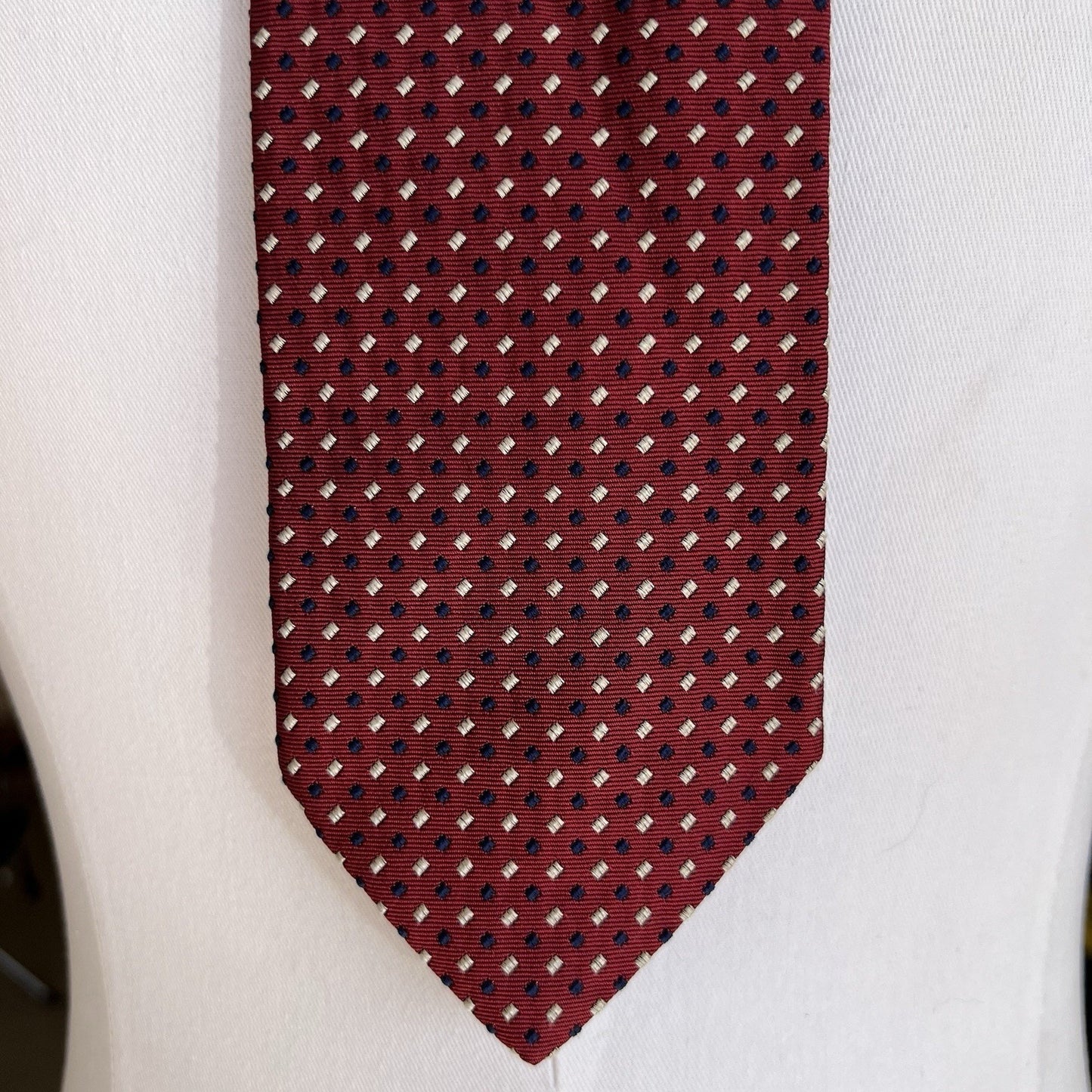 Faconnable Foulard Navy Red Hand Made 100% Silk Italian Neck Tie 60x3.75 Necktie