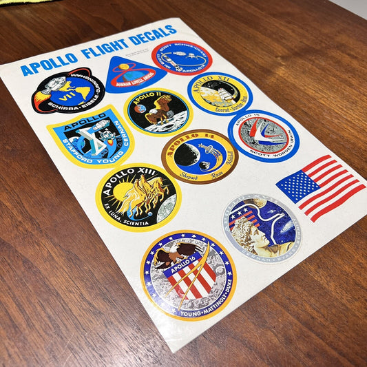 1972 Vintage NASA Apollo Missions 7-17 Vinyl Decal Sticker Sheet Collector