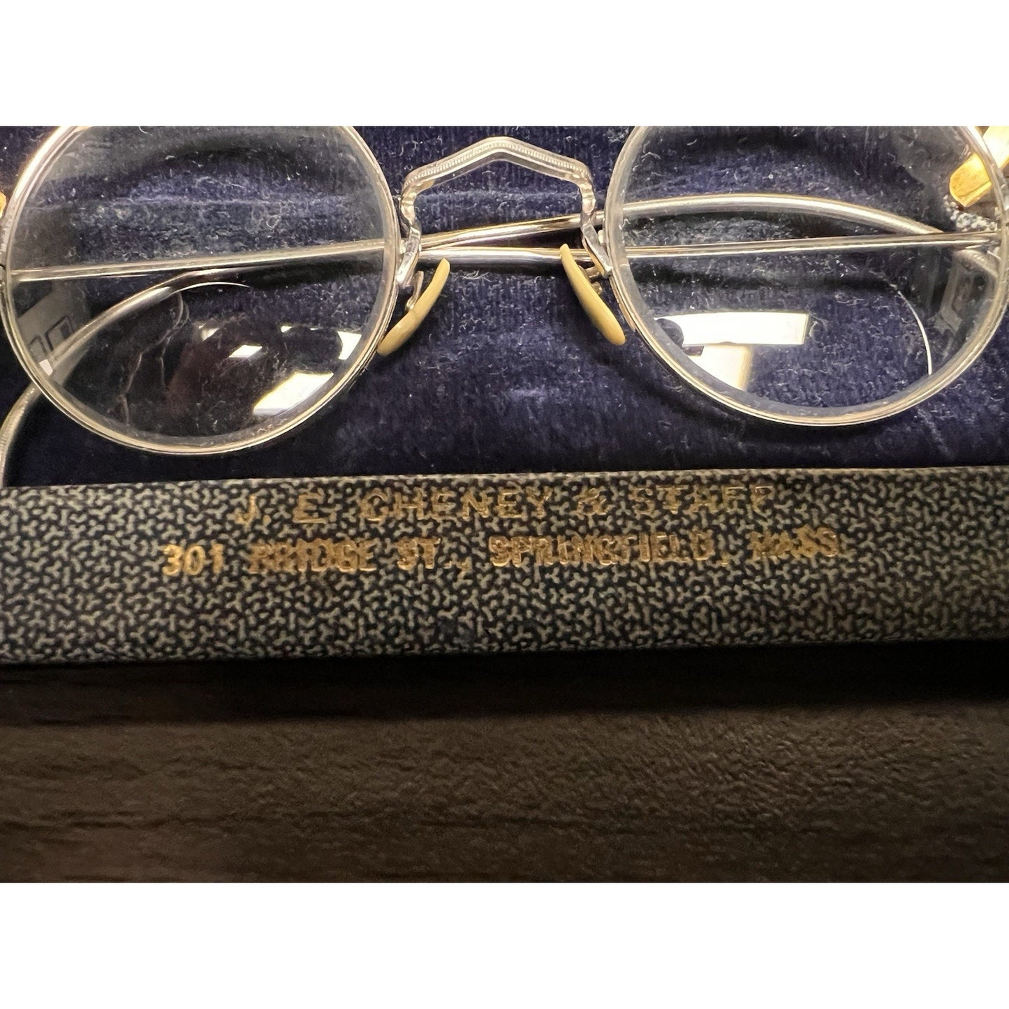 Vintage 19th Century Round Bifocals With Velvet Snap Case