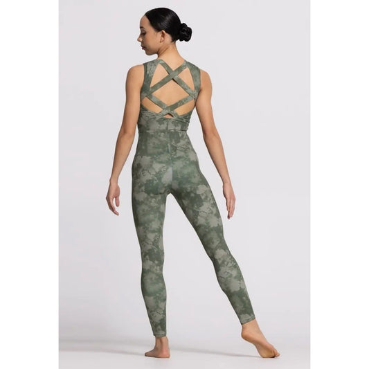 Weissman Elite Adult 4-6 Dance Costume The Arena 14447 Green Tie Dye Unitard