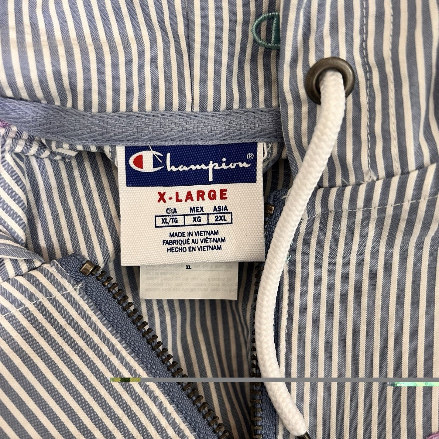 Champion 1/4 Zip Hoodie XL AOP Logo Retro Y2K Preppy Monogram 90s Pullover