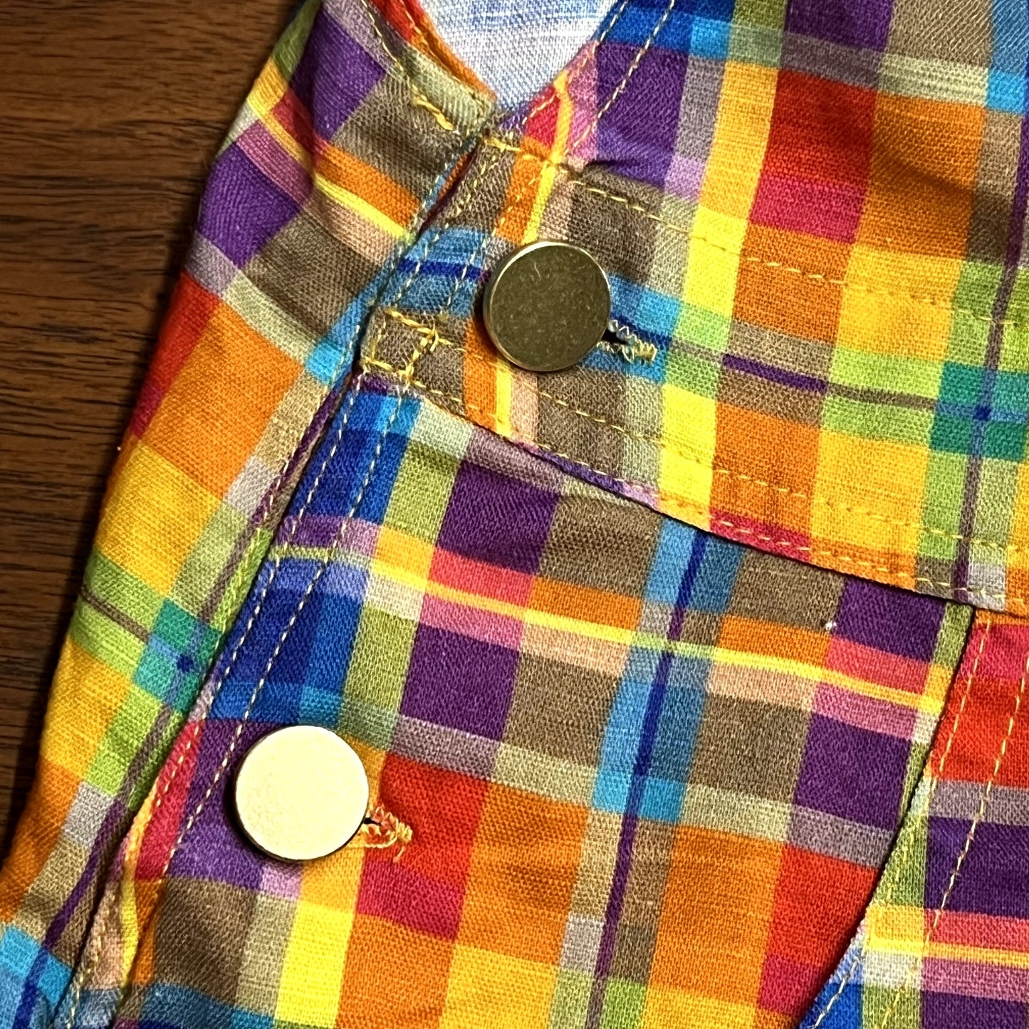$128 NWT WeWoreWhat Danielle Bernstein Basic Rainbow Plaid Overall Shorts Sz S