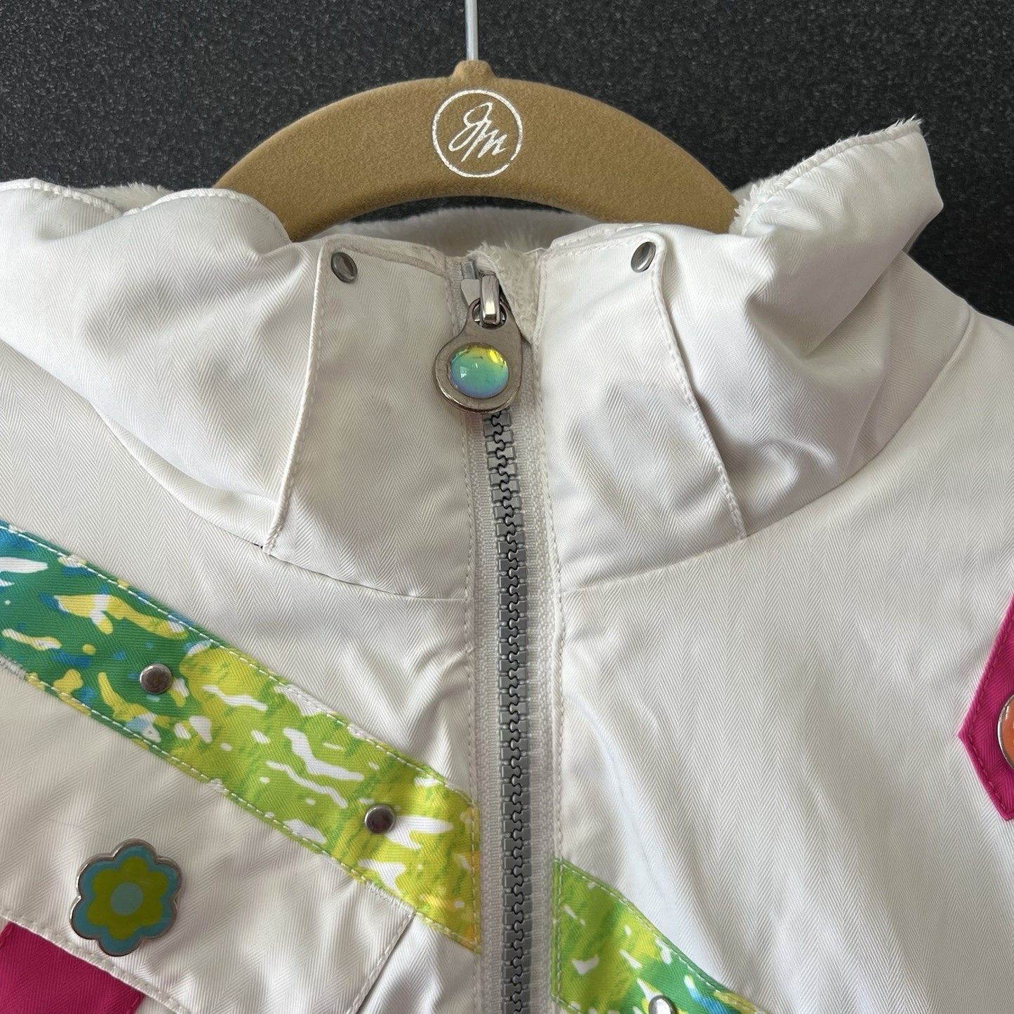 OBERMEYER Quinn Ski Snowsuit One Piece Girls (7) I-Grow Extended Retro Rainbow