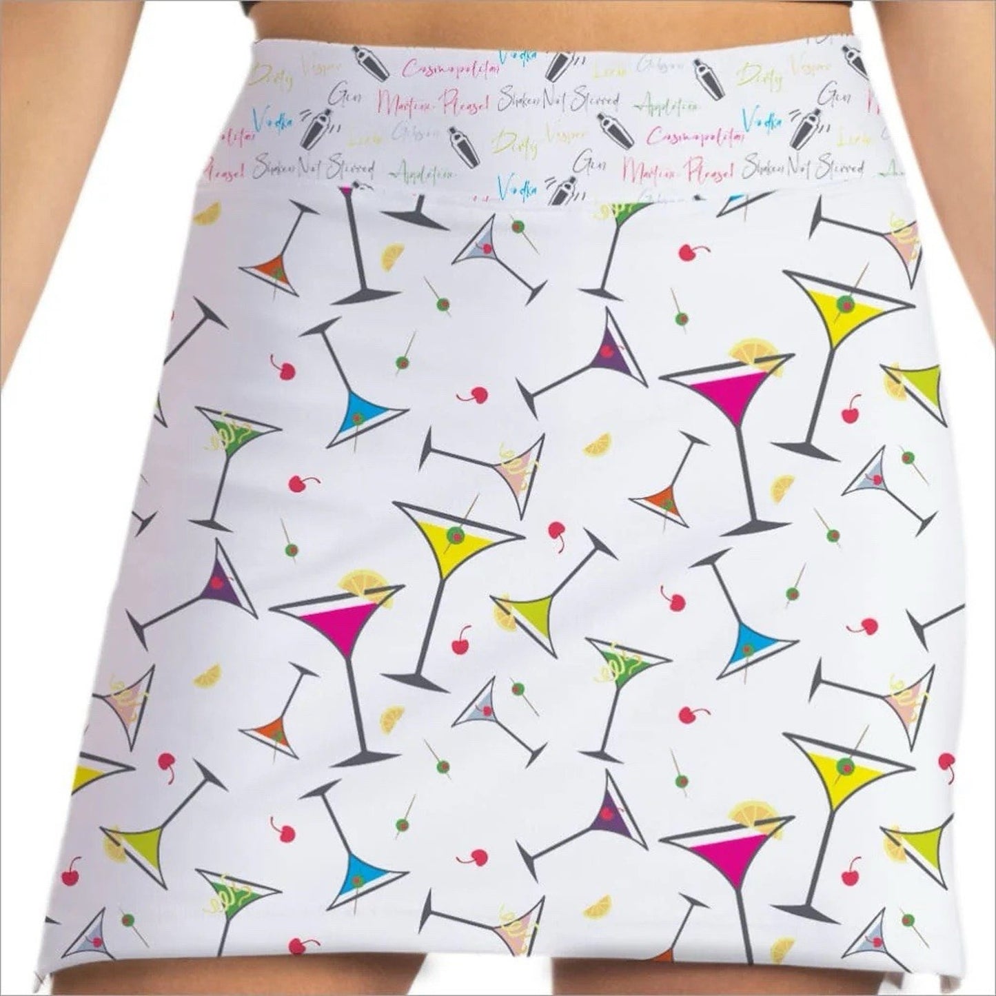 Skort Obsession (M 29”) Shaken Not Stirred Martini Retro Pickleball Tennis
