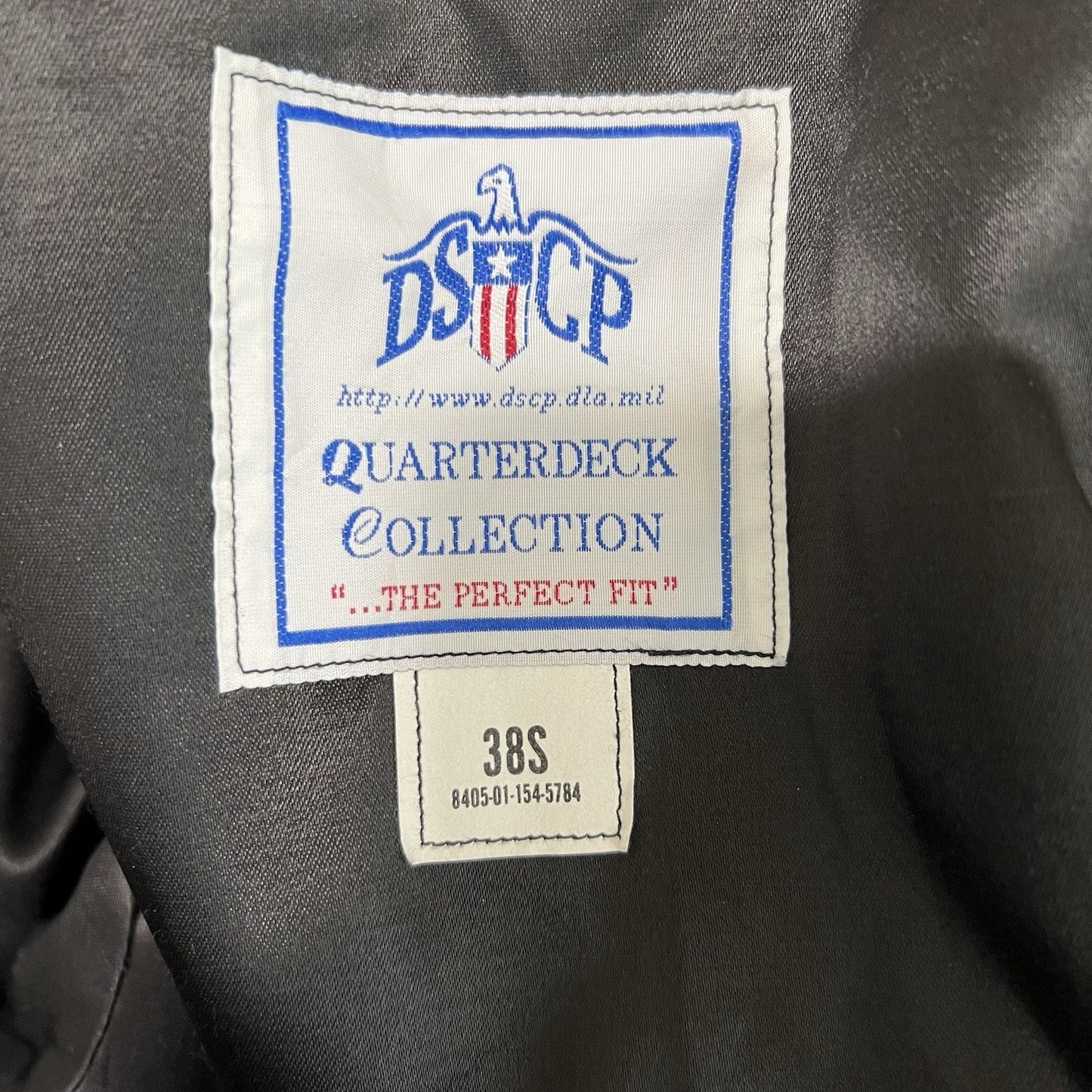 DSCP Quarterdeck Collection Peacoat 38S Navy Military Black Wool Double Breasted