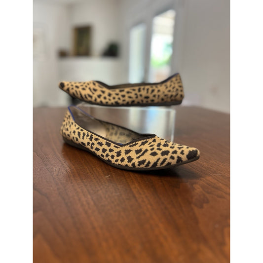 Rothy's The Point Leopard Flat Knit Slip-on Women's Size 9.5 Comfort Everyday