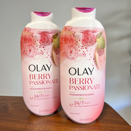 2 x OLAY Berry Passionate Body Wash Passionfruit Guava 22 oz Moisturize Tropical