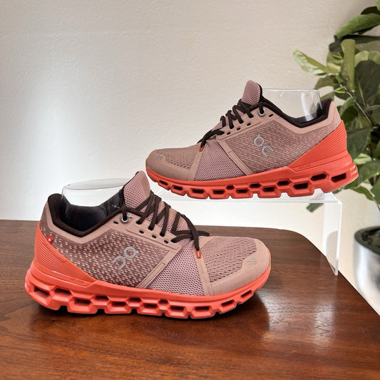 ON Cloudstratus Sz 6 Women Running Sneaker Shoe Rosebrown Flare Orange