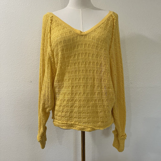 Free People Crochet Sweater (S) Slouchy Oversized Coastal Open Knit Beach Dolman