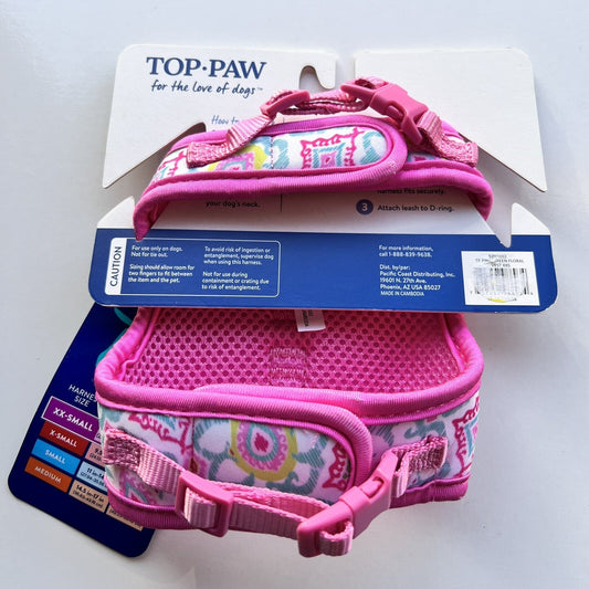 NWT XXS Dog Puppy Soft Comfort Vest Harness Top Paw Pink Cute Girly Floral