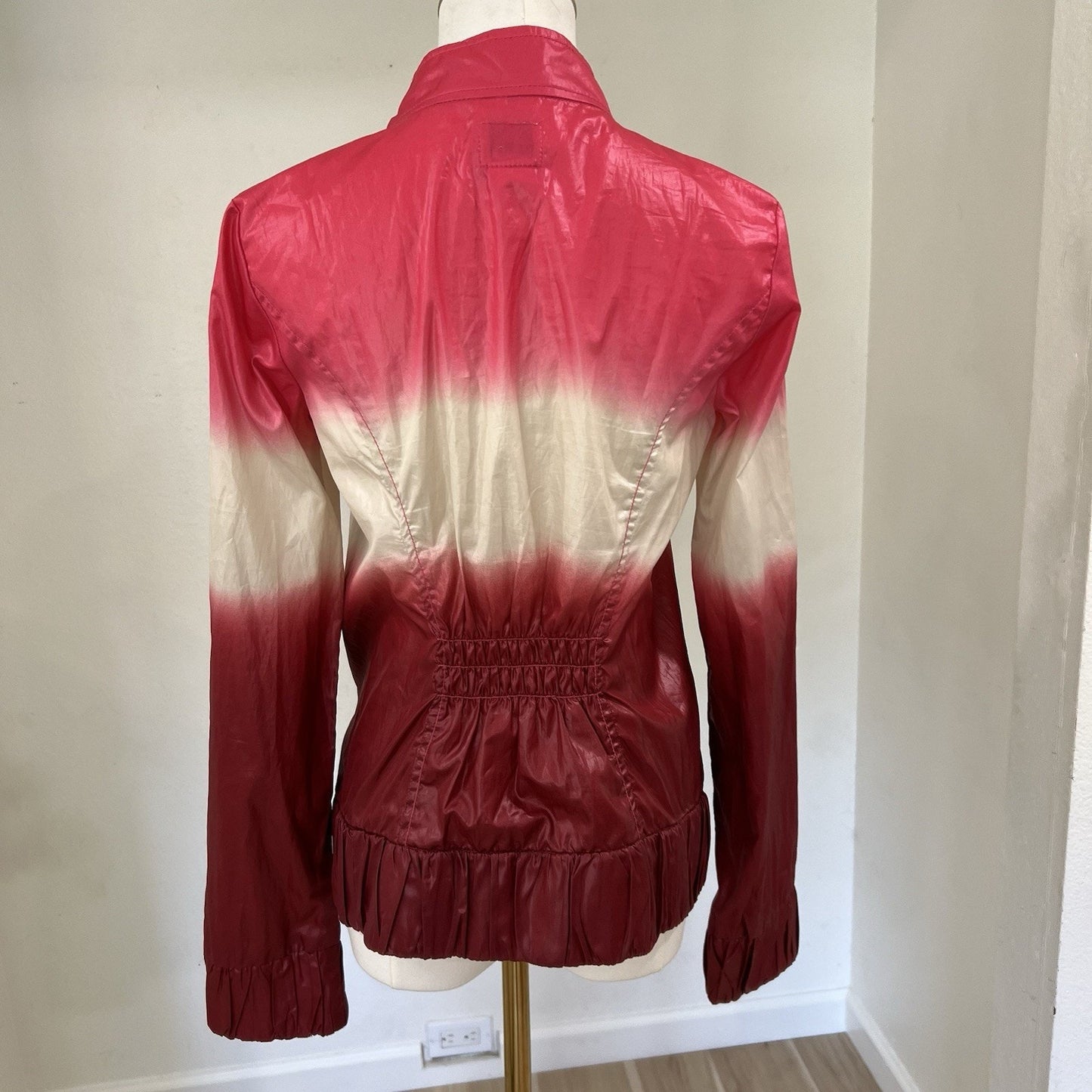 Miss Sixty XS Moto Jacket Windbreaker Y2K Pink Ombré Iconic McBling Eurotrash