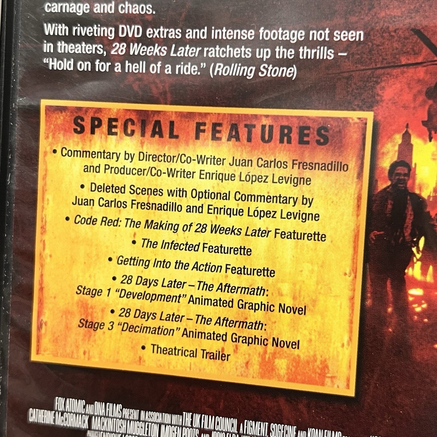 28 Weeks Later Widescreen DVD 2007 No Scratches Special Features & Extras