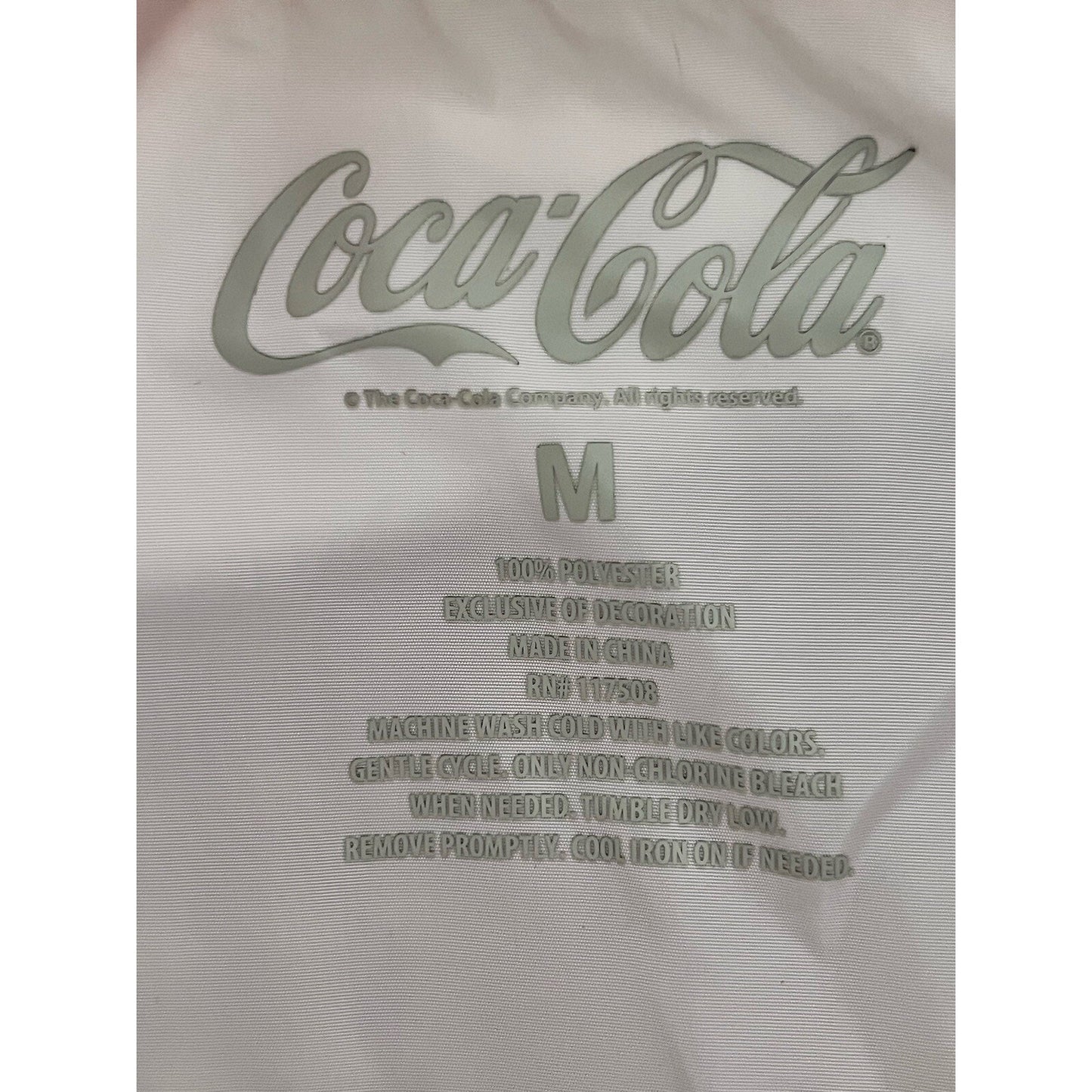 Retro M Coca Cola Windbreaker Jacket Women Hood Half Zip Pullover Light Coke