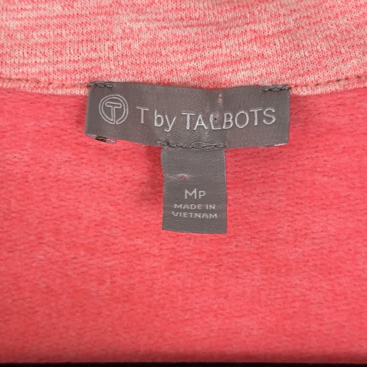 TALBOTS Cozy Fleece Lined Jacket Womens Sz M Petite Coral Pink Full Zip Pockets