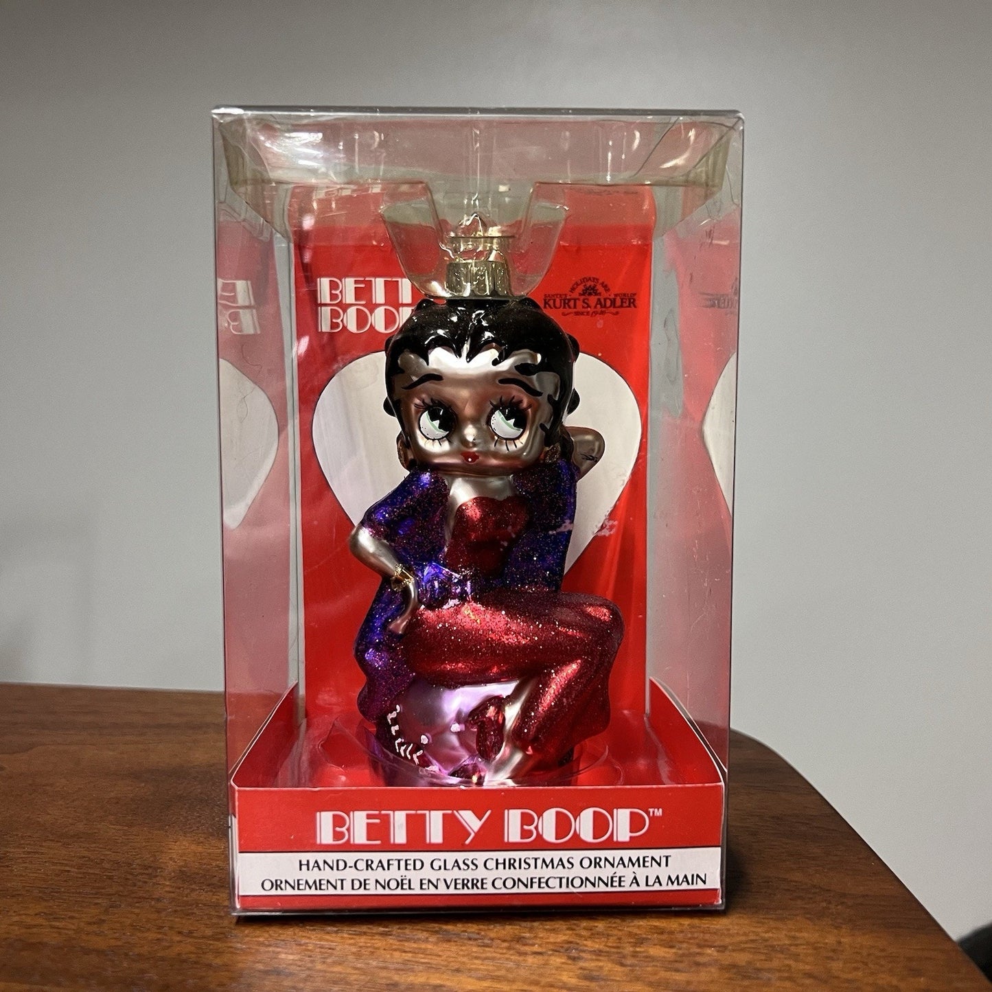 2007 Kurt Adler Betty Boop Ornament Blown Glass Christmas Collectible Red Dress