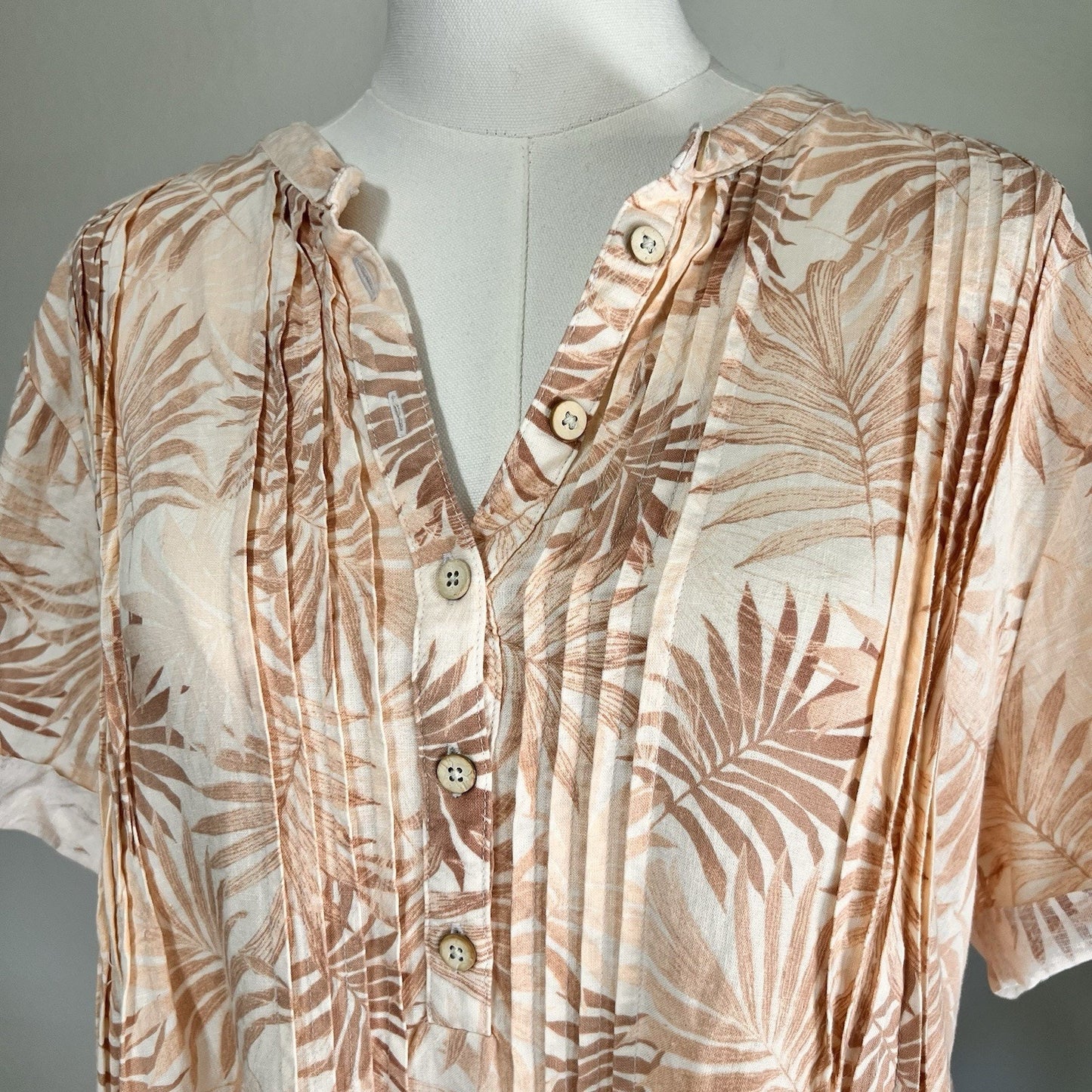 Faherty Women's Linen Blend Gemina Relaxed Shirt Dress XL Beach Tropical Coastal