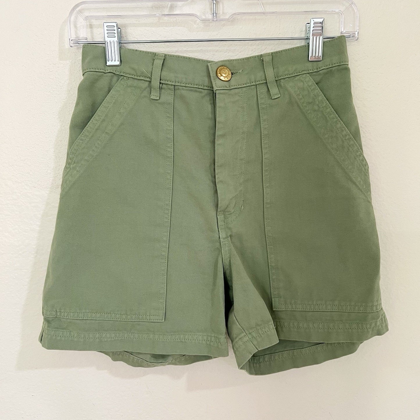 Big Bud Press Shorts XS Utility Work Twill High Rise Elastic Waist Green Unisex