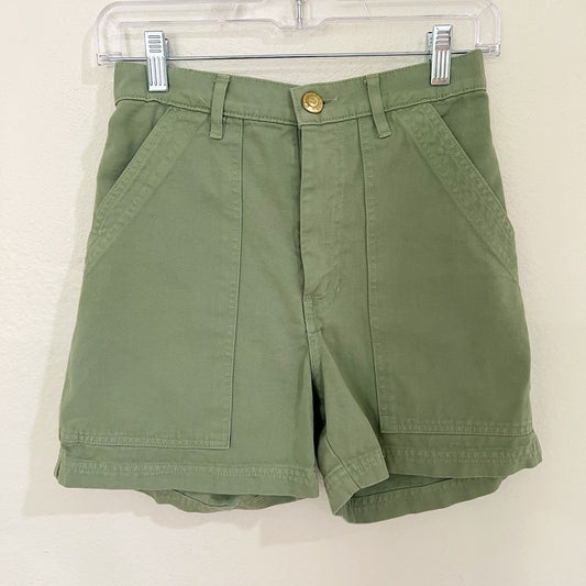 Big Bud Press Shorts XS Utility Work Twill High Rise Elastic Waist Green Unisex