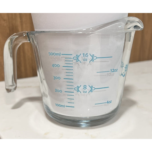 Vintage Anchor Hocking Glass Measuring 4 Cups Rare Blue Logo Mid-Century Kitchen