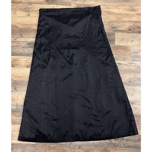 MEGAN PARK Black Silk Skirt Size 1 AU 8 US 4 Vintage Style Collared Waist Midi