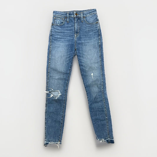 Madewell Sz 25 Curvy High Rise Skinny Jeans Crop Raw Hem Denim Distressed