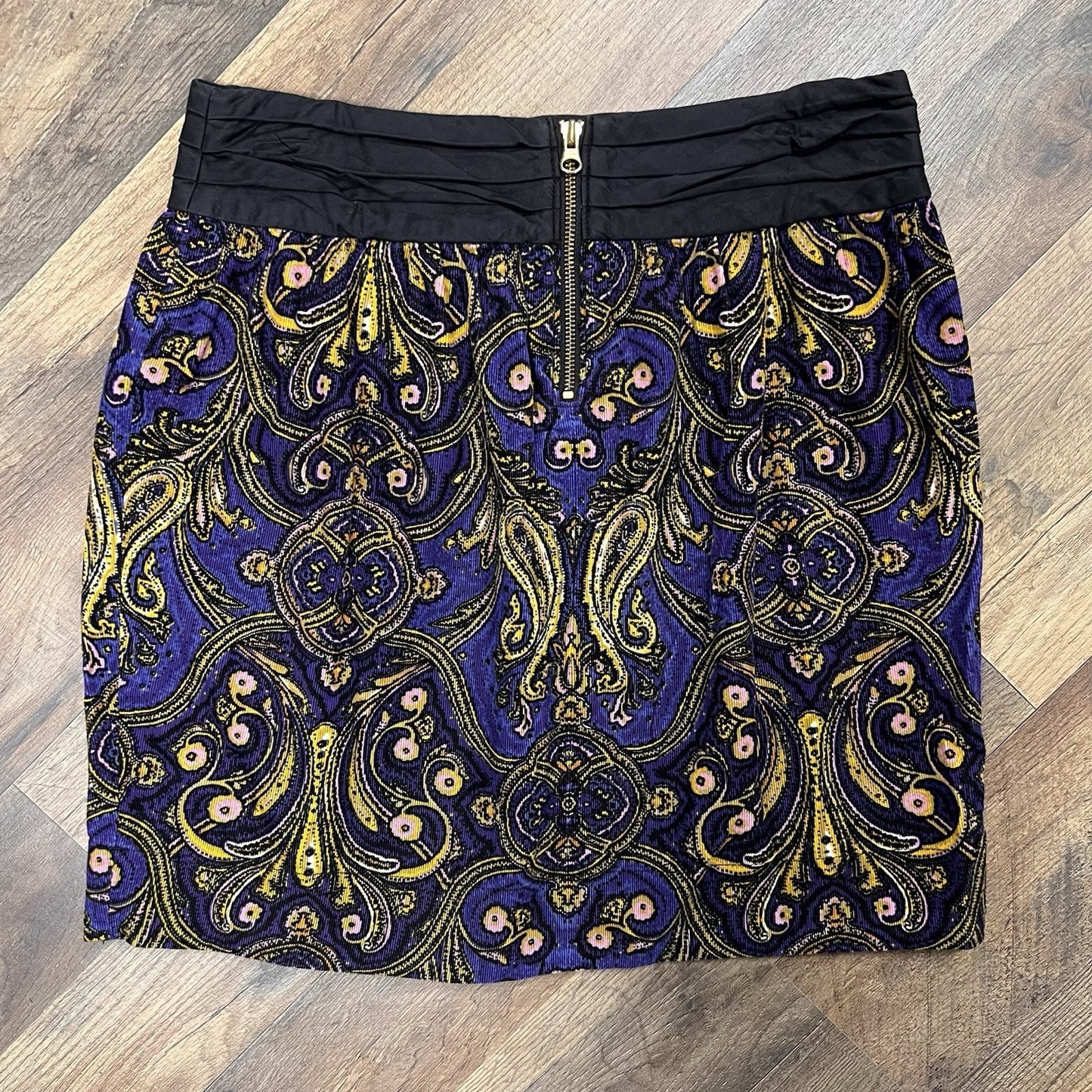 Cidra (6) Anthropologie Miniskirt Baroque Paisley Corduroy Pleated Tapestry