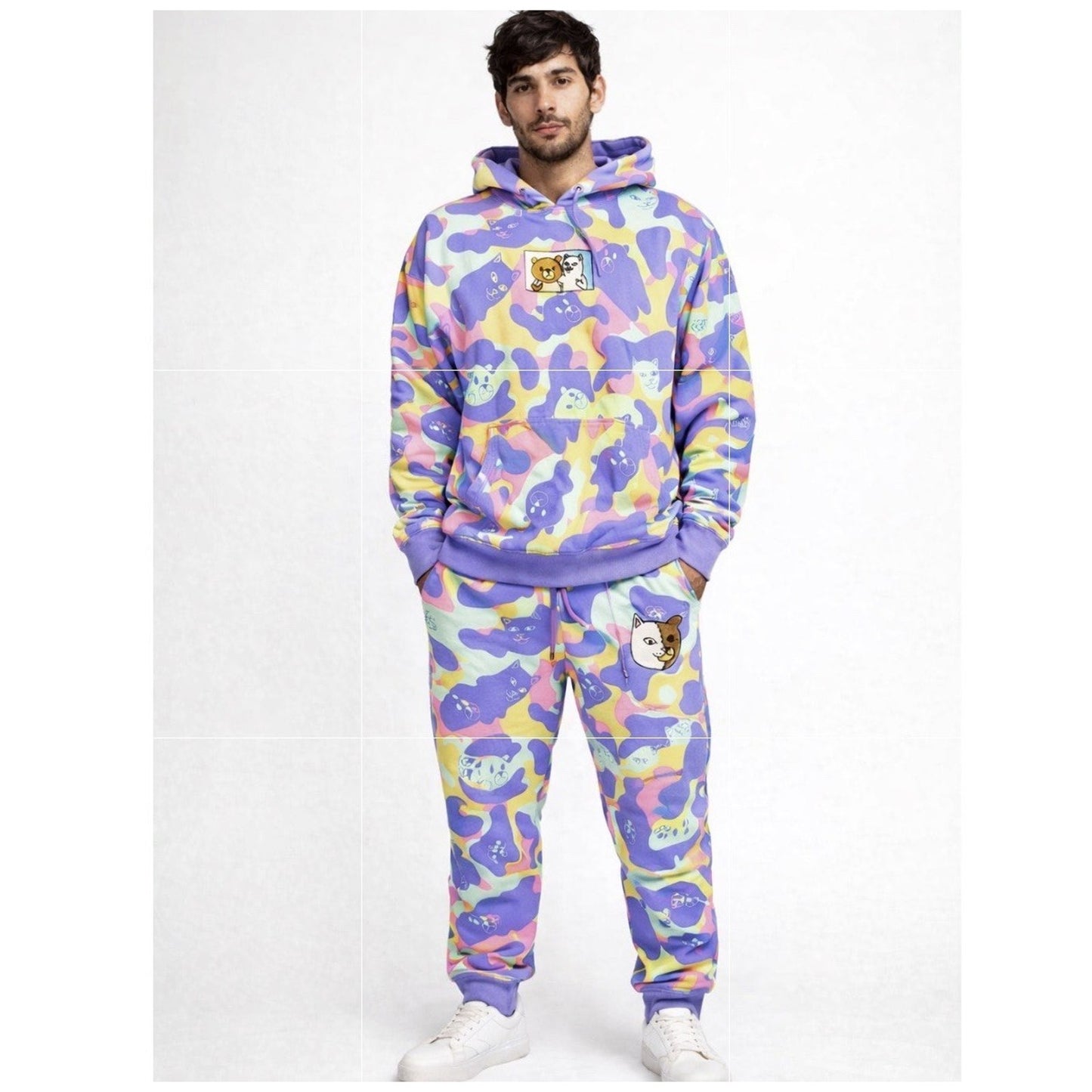 Ripndip x Teddy Fresh Hoodie Sweatpants Set (L) Unisex Pastel Camo Pullover
