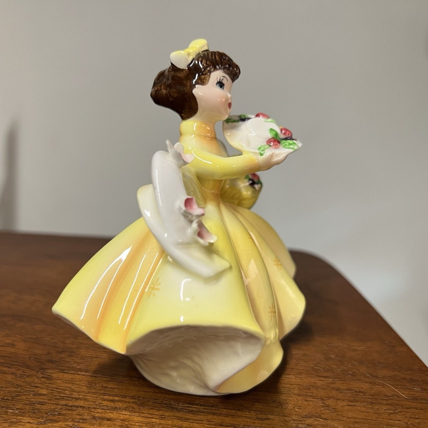 1960s Lefton November Girl Big Bow Series Month Of The Year Figurine Japan MCM